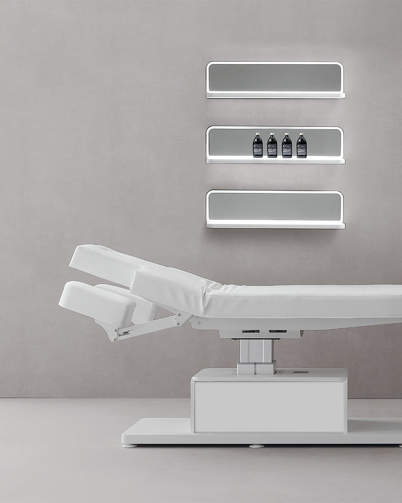 The Ben - Hvit massasjebord - med motor - med justerbare armlener