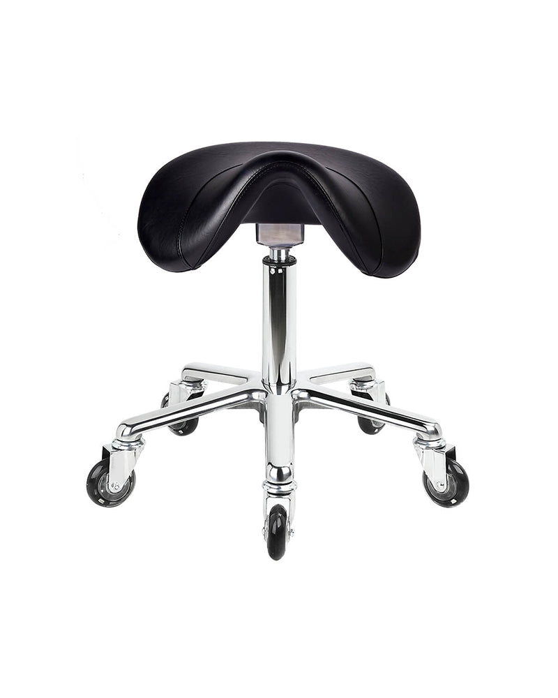 Saddle Black - Sort sadelstol med krom kryssbase