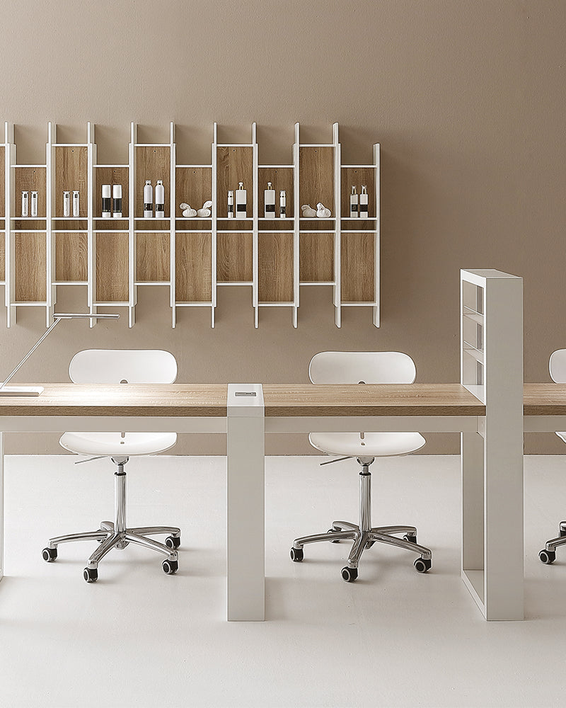 Living - Hvitt manikyrbord med LED-lys - Innebygd hylle - Uten sug
