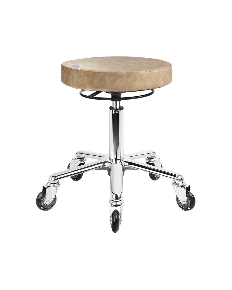Round Sand - Beige klippestol med krom kryssbase