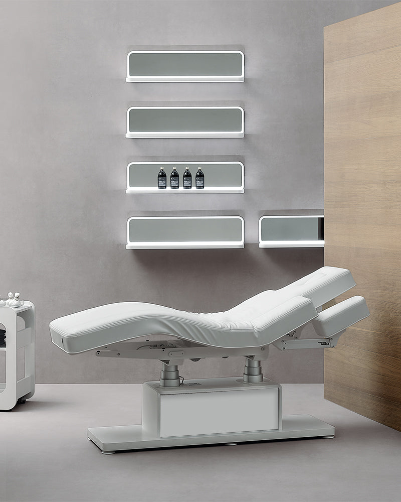 The Clair - Hvit massasjebriks - med motor - med justerbare armlener