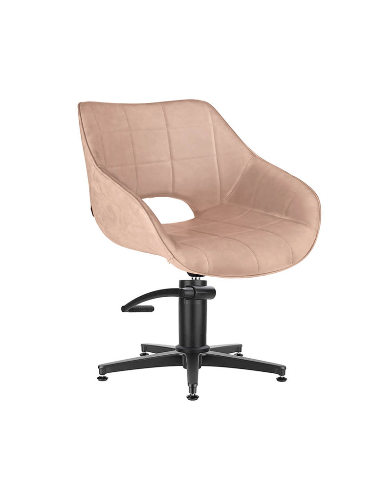 Rosie Blush - Lyserosa frisørstol - Sort kryssbase
