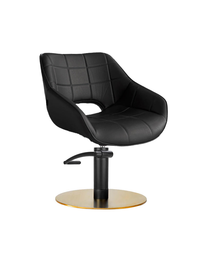 Rosie Black - Sort frisørstol - Sort pumpe - Messing rund base
