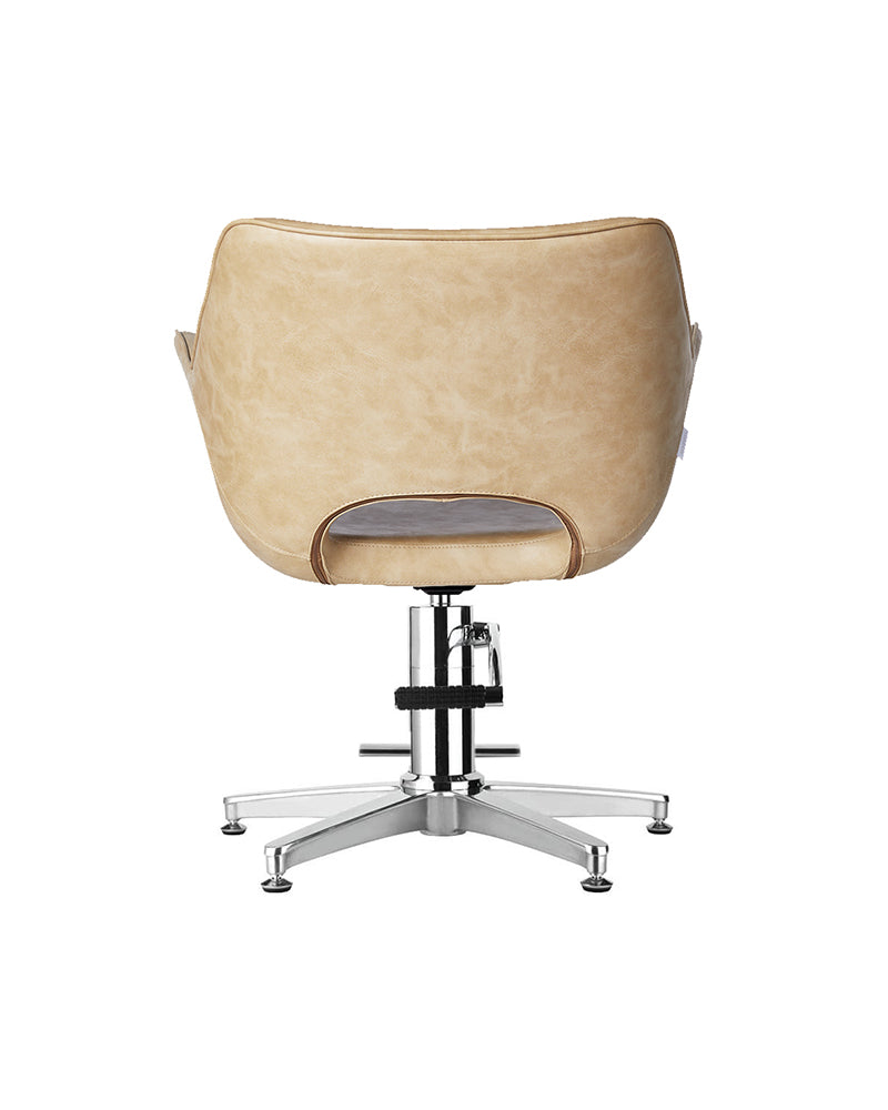 Chloe Sand - Beige frisørstol - Krom kryssbase