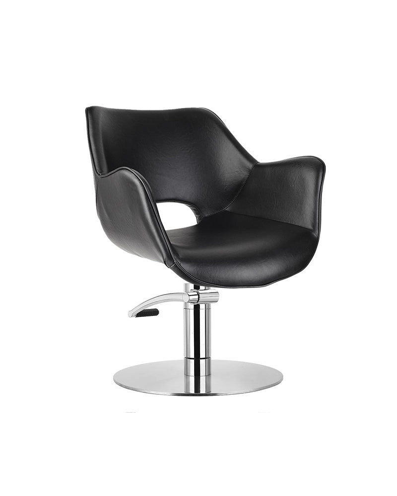 Chloe Black - Sort frisørstol - Krom rund base