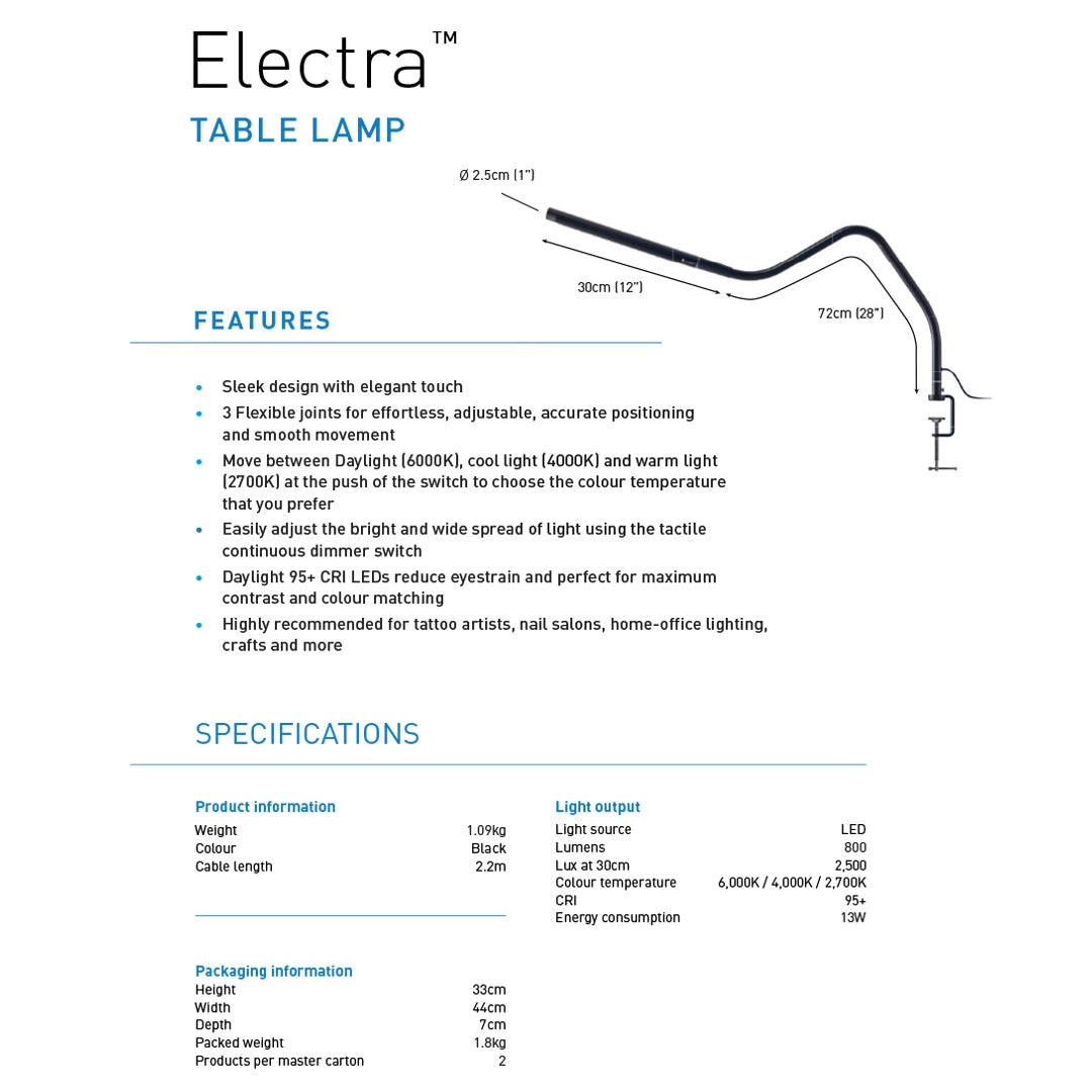 Electra beauty lampe med fleksibel arm