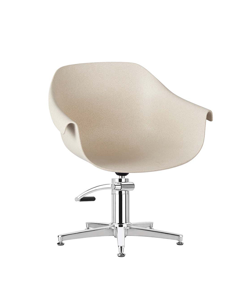 Eco - Beige frisørstol - Krom kryssbase