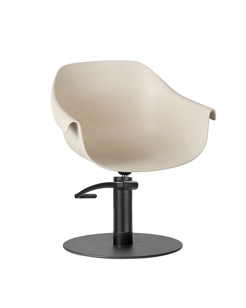 Eco - Beige frisørstol - Sort rund base