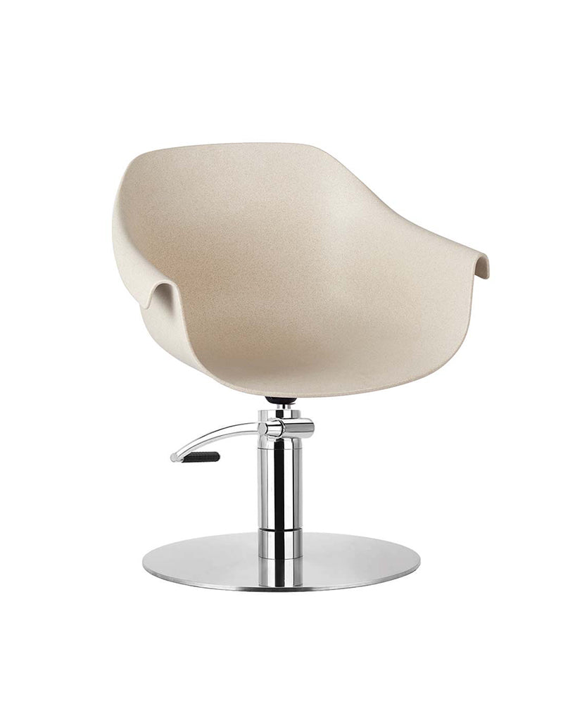 Eco - Beige frisørstol - Krom rund base