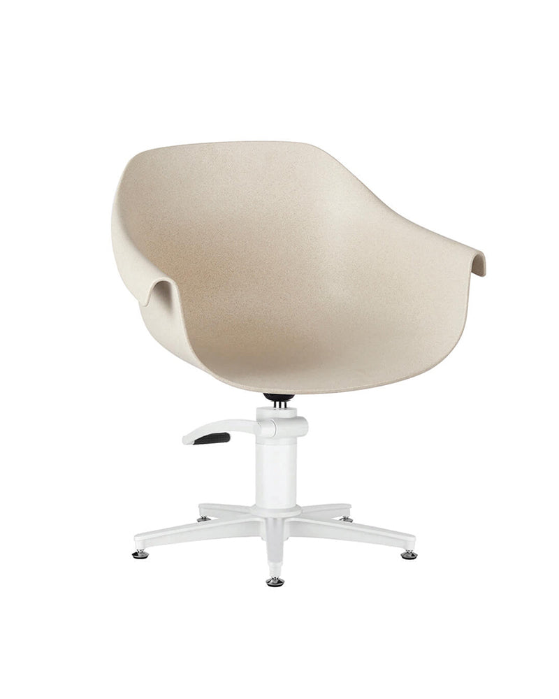 Eco - Beige frisørstol - Hvit kryssbase