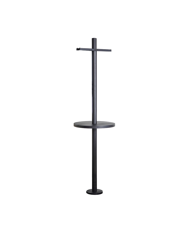Pole joiner - Sort stasjon med hylle og fothvilere