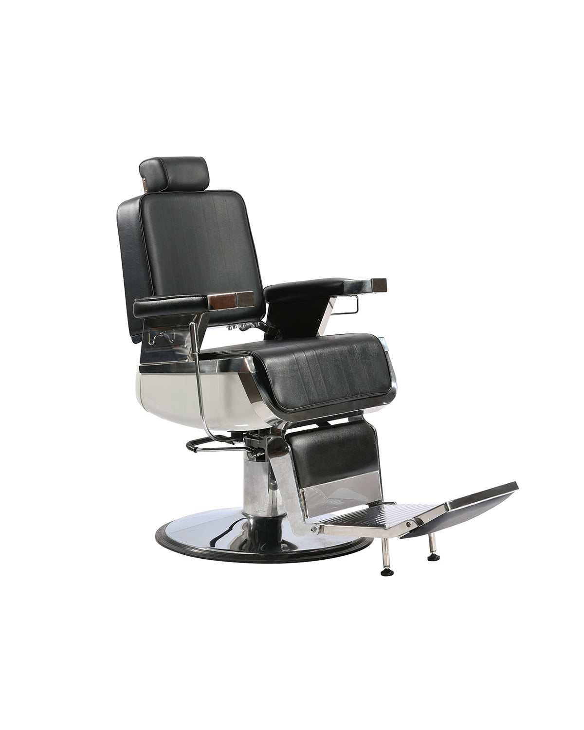 Bart - Sort barberstol med krom rund base