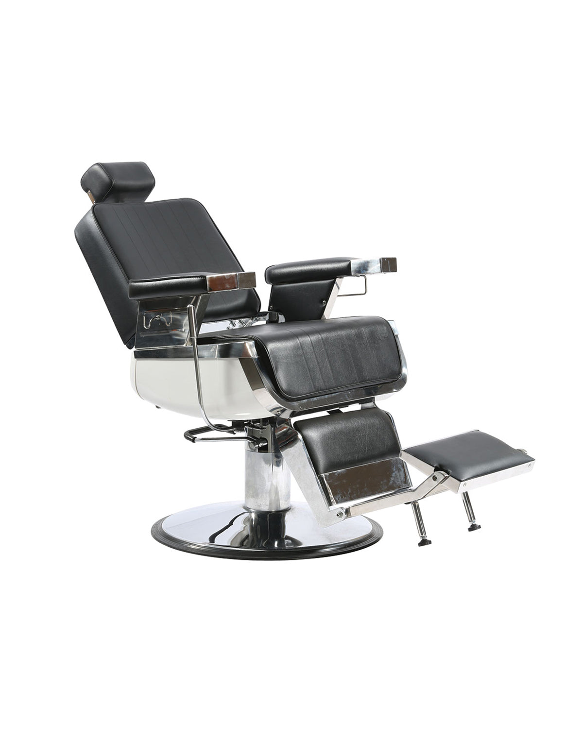 Bart - Sort barberstol med krom rund base