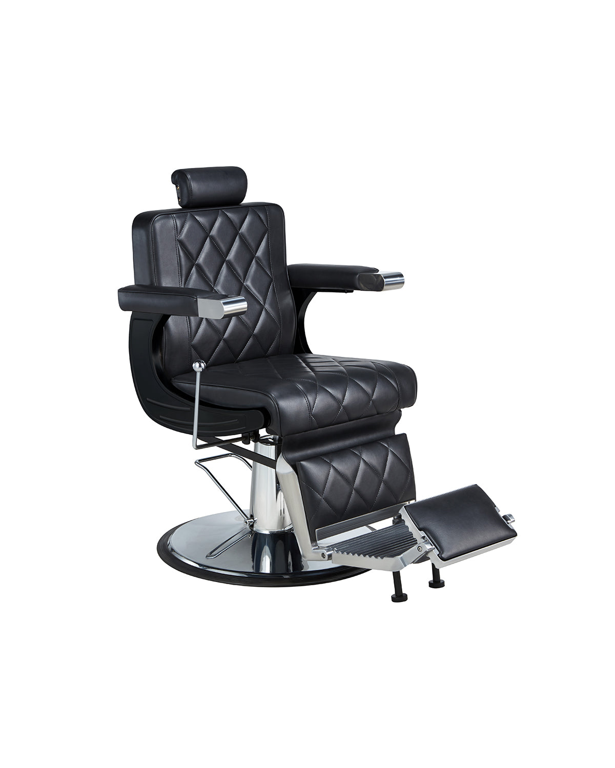 Dave - Sort barberstol med krom rund base
