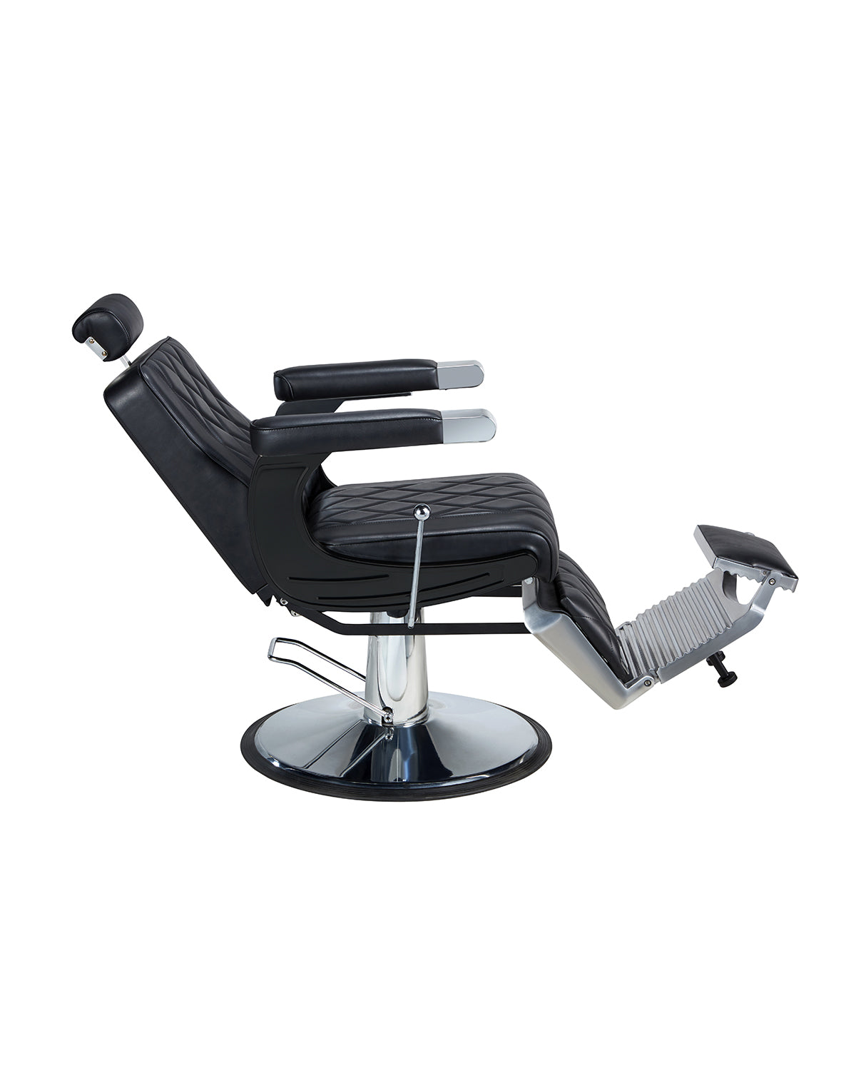 Dave - Sort barberstol med krom rund base