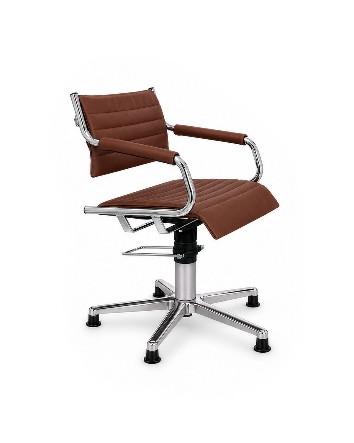 Greiner 59 - Brun stylingstol med krom kryssbase