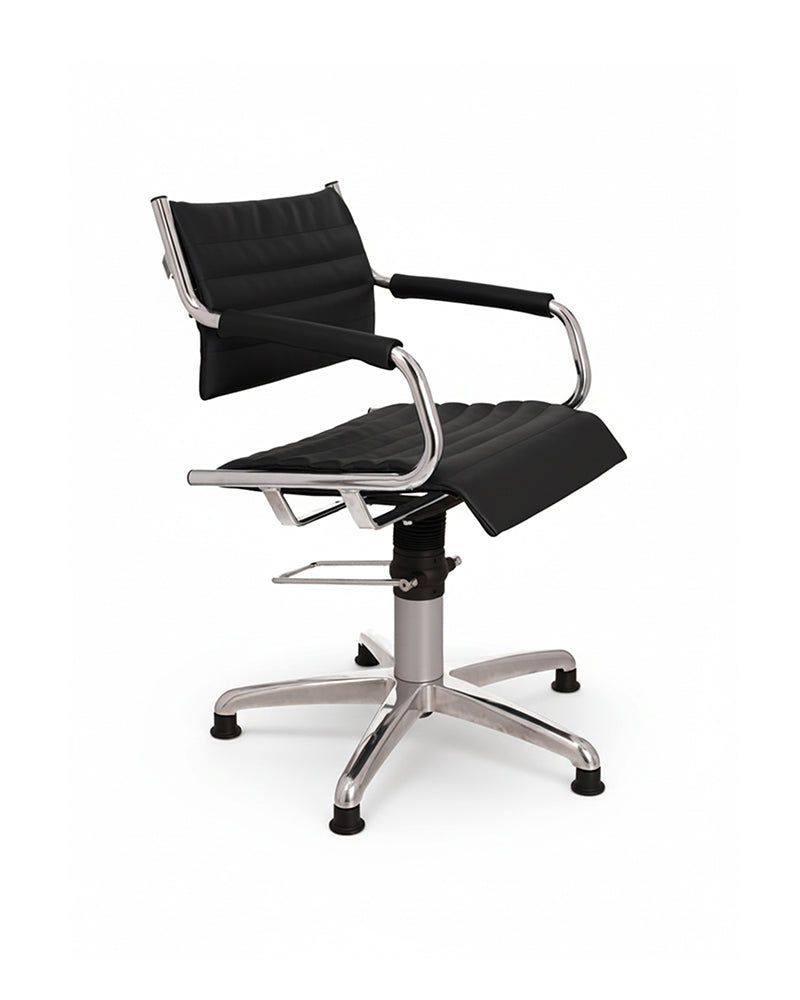 Greiner 59 - sort stylingstol med krom kryssbase