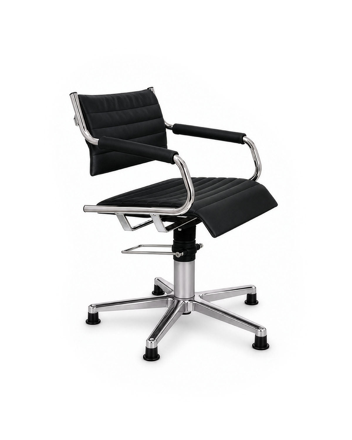 Greiner 59 - sort stylingstol med krom kryssbase
