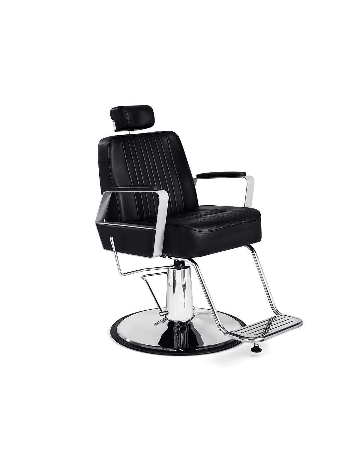 Joey - Sort barberstol med krom rund base