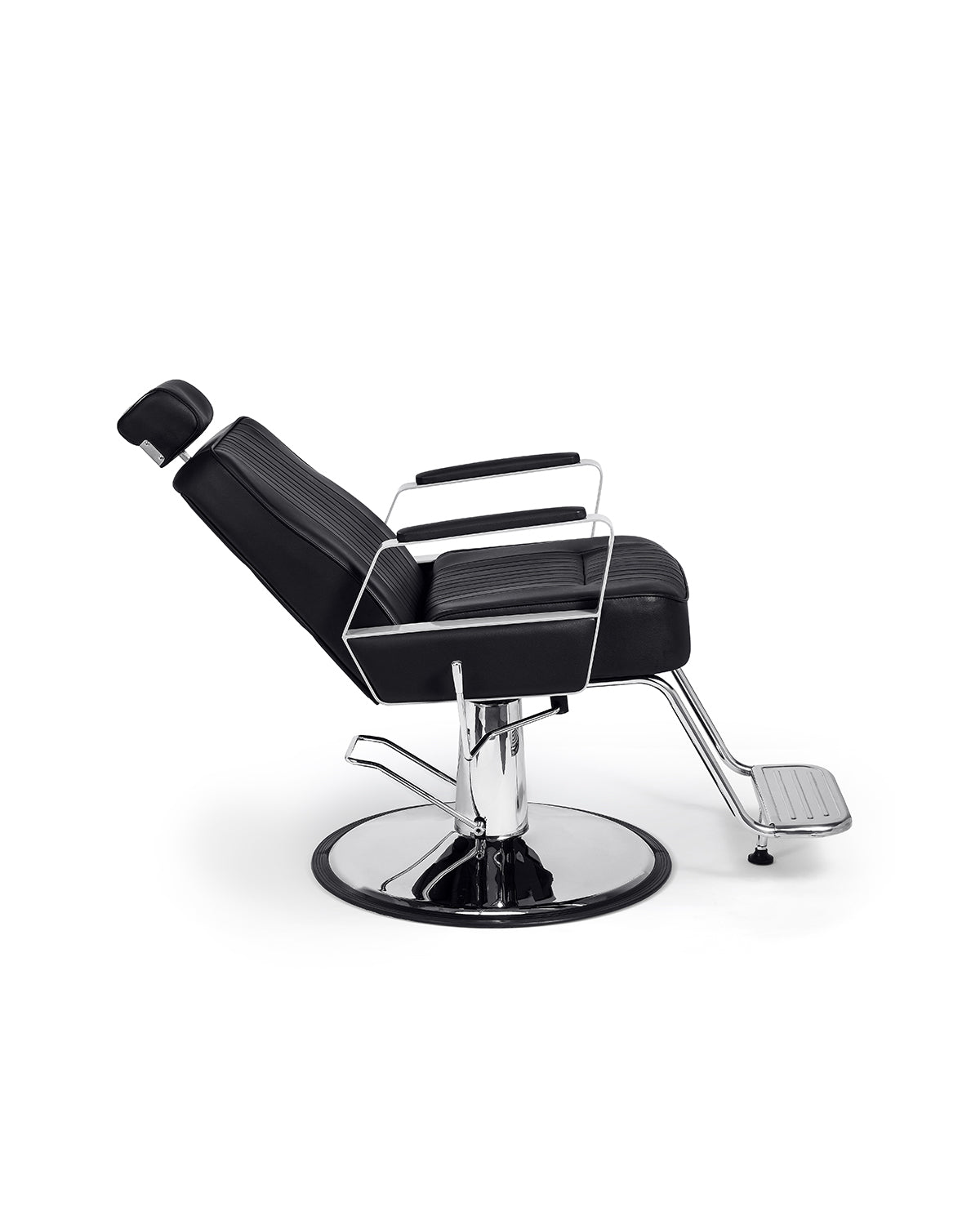 Joey - Sort barberstol med krom rund base