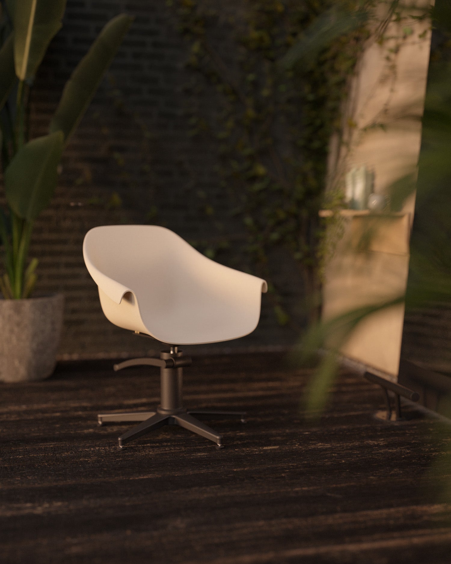 Eco - Beige frisørstol - Sort kryssbase